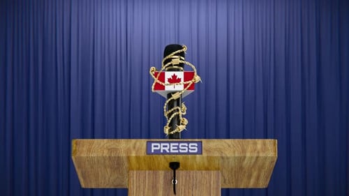 Freedom Of Press Prohibition Concept And Canada Press Conference