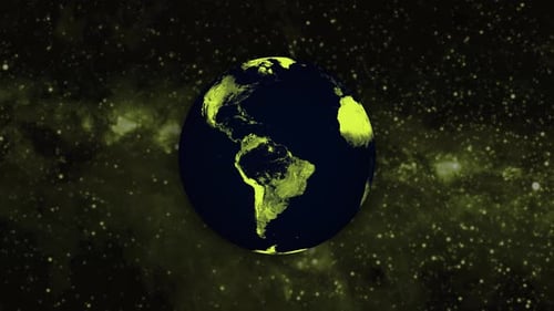 Spinning Earth planet sphere with galaxy in space, Science and technology video concept. 1305