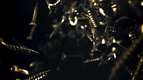 Floating Screws on a Black Background