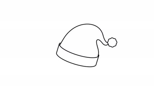 Animated Line Art Santa Hat Icon for Christmas Holiday