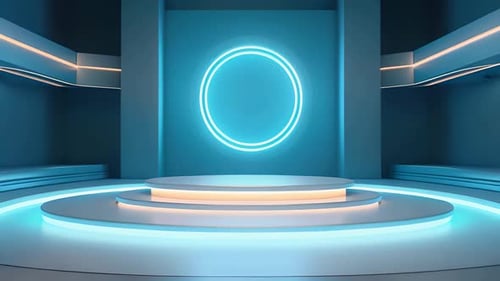 Futuristic Neon Lit Virtual Stage for Product Display