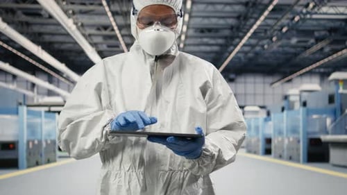 Tracking Semiconductor Fabrication Lots Tablet and Worker in Cleanroom