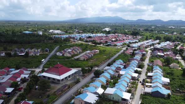 Aerial view of subsidized housing which is neatly arranged on very ...
