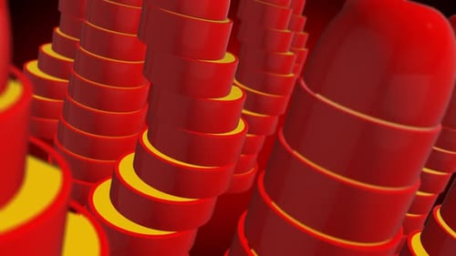 Abstract Red Cylinders with Yellow Glow Movement Background