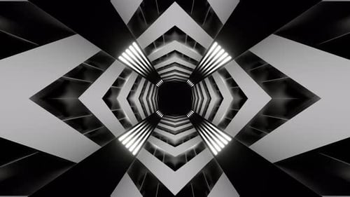 White Neon Endless Arrow Tunnel Background Vj Loop In 4K