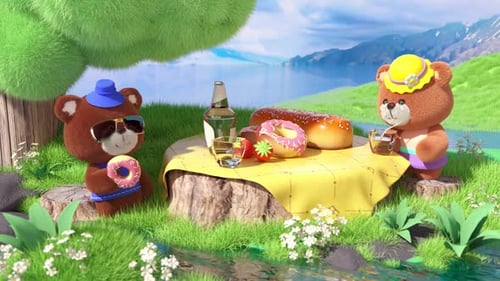 animation of a bear riding a motorbike