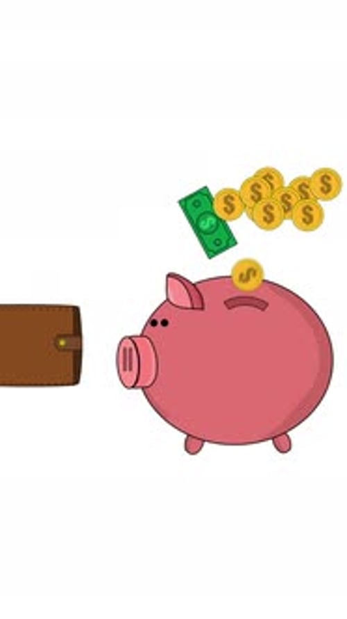 Coins Entering A Piggy Bank From A Wallet On Vertical
