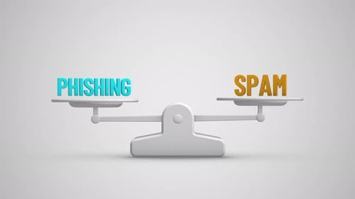 Animação em loop da escala de equilíbrio entre phishing e spam