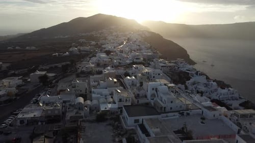 Oia Santorini Aerial View, Cyclades Island in Aegean Sea, Greece