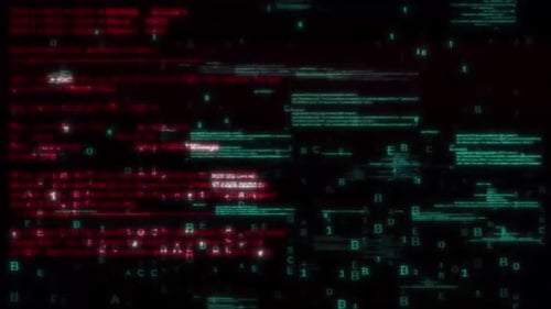 Animated Glitch Digital Data Code Stream Background