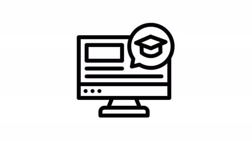 Animated Online Education Icon on Computer Monitor