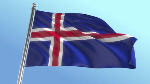 Realistic Iceland National Flag Waving