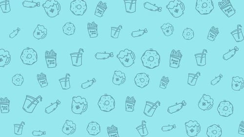 Food Pattern Animation Seamless Fast Food Snacks Drinks Background Repeat