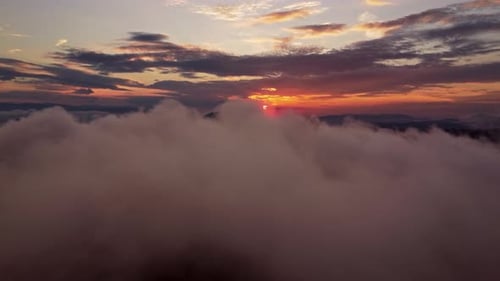 Aerial View of Clouds at Sunset