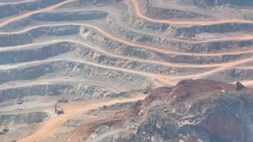 Quarry industry from an aerial view. Drone