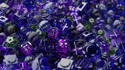 3d Abstract Background with Translucent Blue Purple and Green Geometric Shapes in a Chaotic