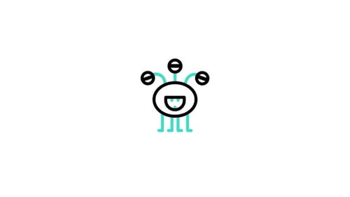 Minimalist Flat Design Monster Character Icon Animation Loop