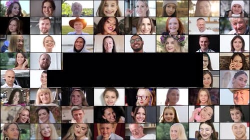 Collage of Positive People Looking at Camera Multiscreen Montage Splitscreen Collage