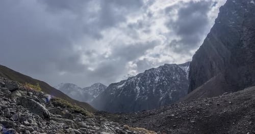 Timelapse of Epic Clouds in Mountain Valley at Summer or Autumn Time