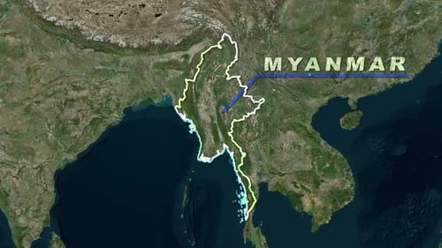 Animated Earth Zoom to Myanmar Map with Highlighted Borders