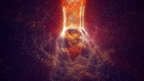 Shiny yellow fire energy tunnel hi-tech futuristic magical glowing bright round frame abstract