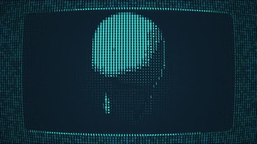 Binary Code Skull Digital Data Hacking Animation