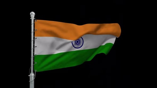 Realistic Waving India Flag 3D Animation Loop