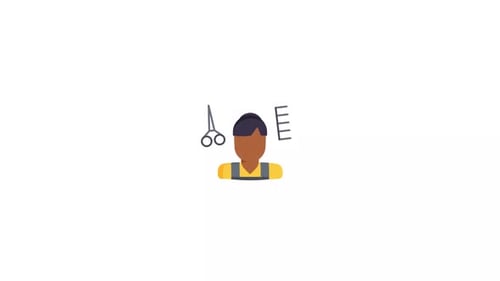 Animated Barber Icon Reveal in Flat Design Style