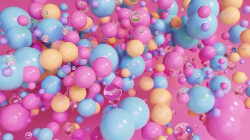 Abstract 3d spheres loop animation. Modern bright background, seamless motion design