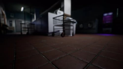 Dark Industrial Room Animation with Flickering Light