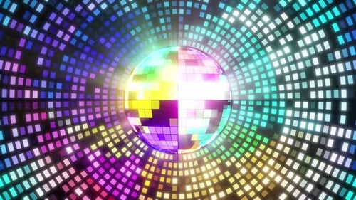 Dynamic disco ball pulsates with vibrant lights in energetic club atmosphere