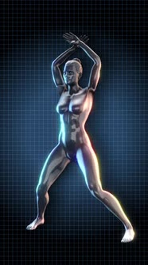 Futuristic 3D Female Figure Animation with Dynamic Movements