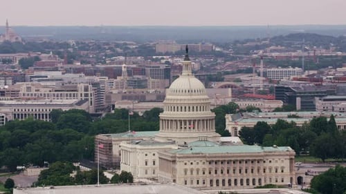 Washington, D.c. Circa-2017, Aerial View of Us Capitol Building. with Cineflex