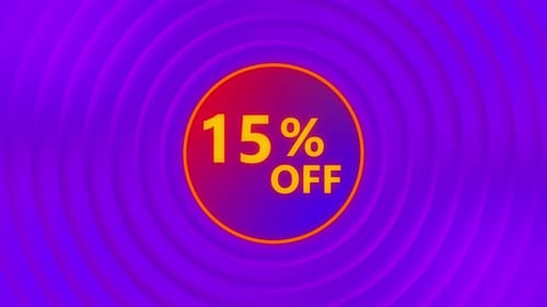 Abstract Rippling Circles Background with 15% Off Discount Text