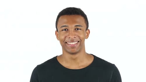Smiling Man Portrait Against White Background