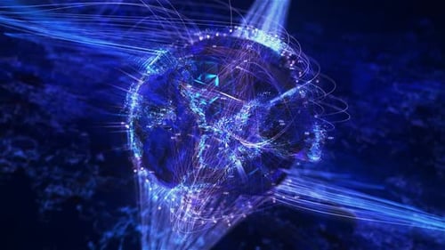 News Digital Earth White Blue Background Loop