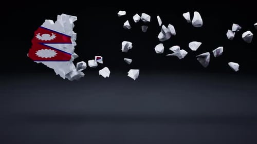 3D Map of Nepal with Flag Reveal Animation