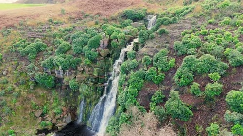 Picturesque Waterfall Cascading Through Lush Green Landscape