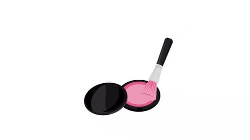 Flat Design Cosmetic Blush Application with Makeup Brush