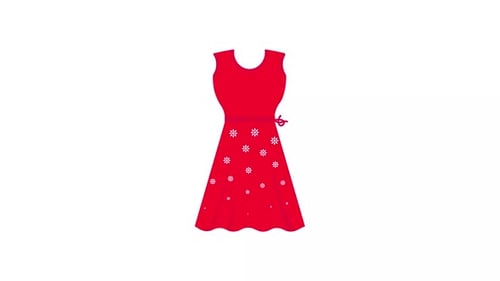 Red Dress with Floral Pattern Reveal Animation