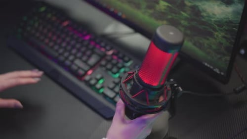 Close Up Shot of USB Microphone on Desk