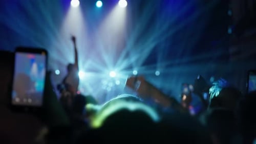 Energetic Crowd Attending a Live Concert Performance