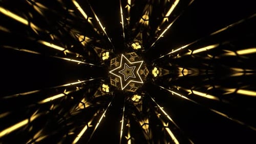 Light Yellow Neon Fast Star Shaped Tunnel Background Vj Loop In 4K