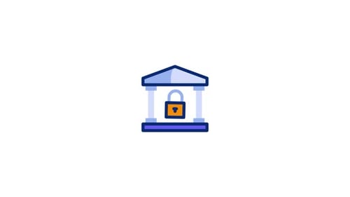 Animated Corporate Security Lock Icon Flat Design