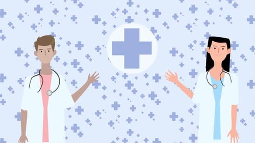 Flat Design Doctors and Health Cross Animation