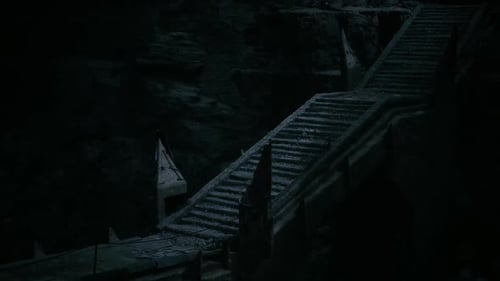 Ominous Stone Staircase Ascending in Dark Fantasy Underground Passage