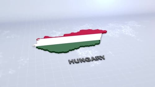 Animated 3D Map of Hungary with Flag and Text Title