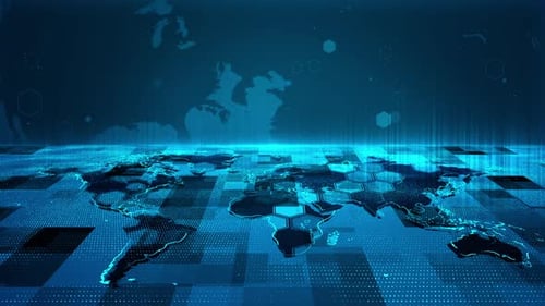 Digital World Map Global Network Connection Technology Background Loop