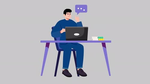 Homme animé travaillant en 4K sur Alpha