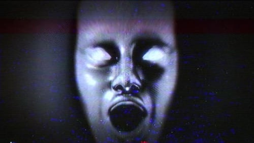 Glitch Face Distortion Transition with Digital Noise Effect